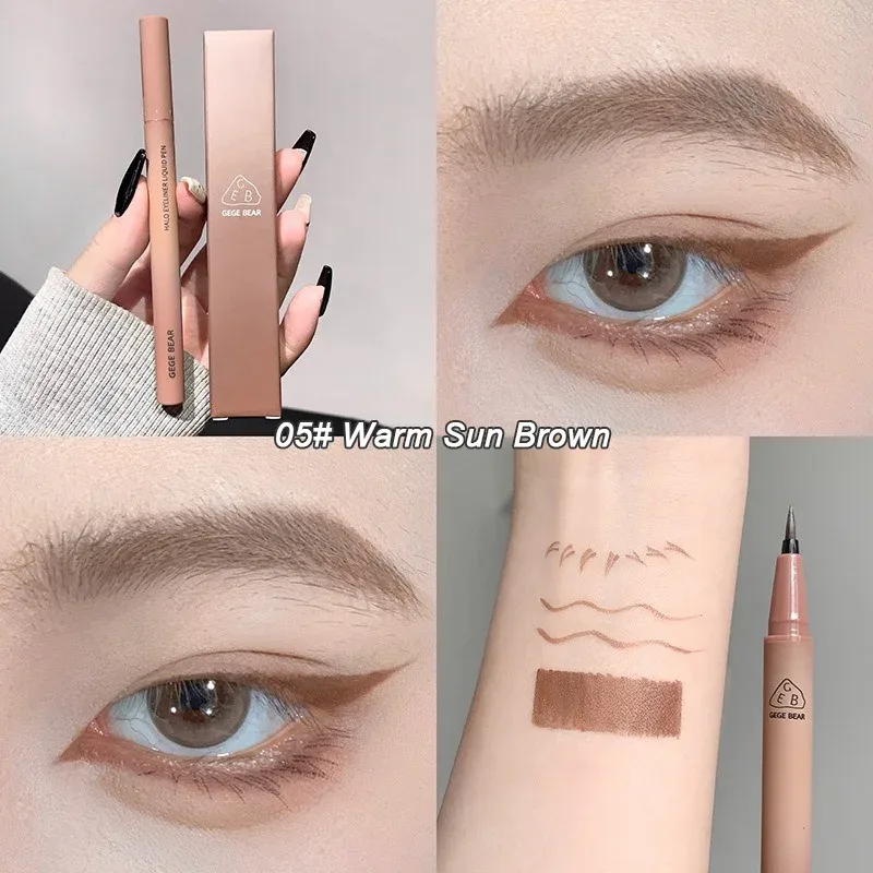 Αδιάβροχο Quick Dry Liquid Eyeliner Pen Ultra-fine Matte Black Brown Lasting Lying Silkworm Eyeliner Pencil Φυσικό Μακιγιάζ ματιών — image 11