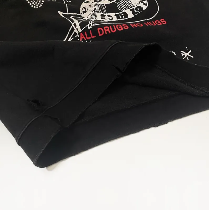 Hoodies PALY Bersaiz Besar Baru Lelaki Wanita Dicuci Hitam Rosak Kualiti Terbaik Kasual Vintage Cardigan Zip Sweatshirt