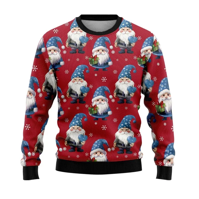 3D Printed Cartoon Santa Claus Sweatshirt For Men Merry Christmas Pattern Hoodies Casual Harajuku Loose Tops Round Neck Pullover — image 16
