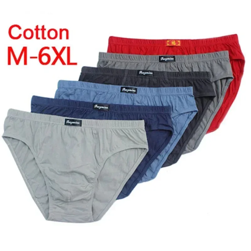 6pcs Random100% Cotton Mens Briefs Plus Size Underwear 5XL/6XL Men's Breathable Solid Sexy Comfortable Shorts — image 8