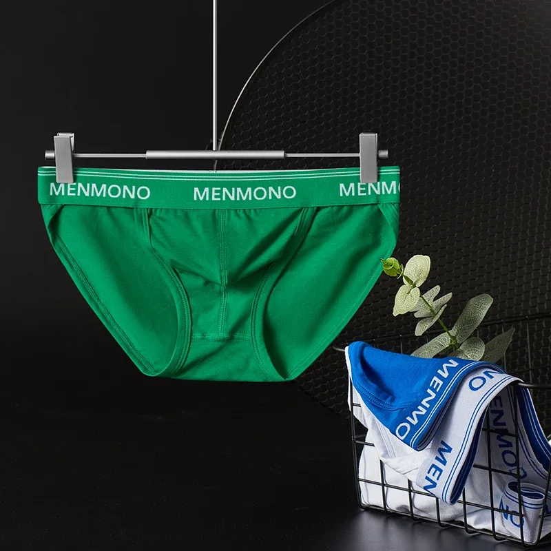 Homens maré de algodão triângulo novo sexy cintura baixa magro respirável juventude personalidade u convexo roupa interior masculina. — image 16