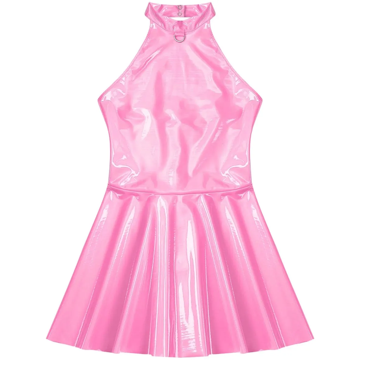 Fényes lakkbőr fényes mini A-vonalú latex ruha női swing szoknya Skater Bodycon mini ruha Rave Disco Party Clubwear — image 5
