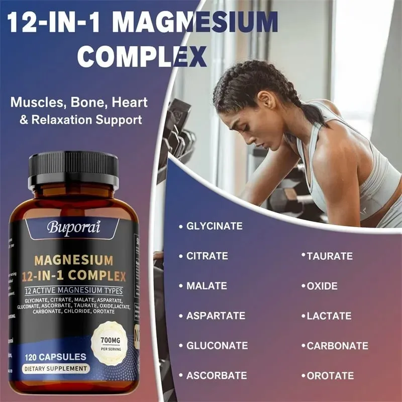 Magnesium Complex -Supports Muscle Bone and Joint Health Relieves Stress Maintains A Good Mood and Promotes Overall Health