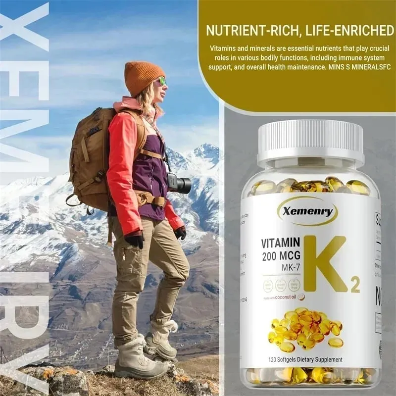 Συμπλήρωμα βιταμίνης K2 MK-7 - Υποστηρίζει την απορρόφηση του ασβεστίου των οστών Ανοσία των αρθρώσεων και την υγεία της καρδιάς Εύκολο στην κατάποση — image 4