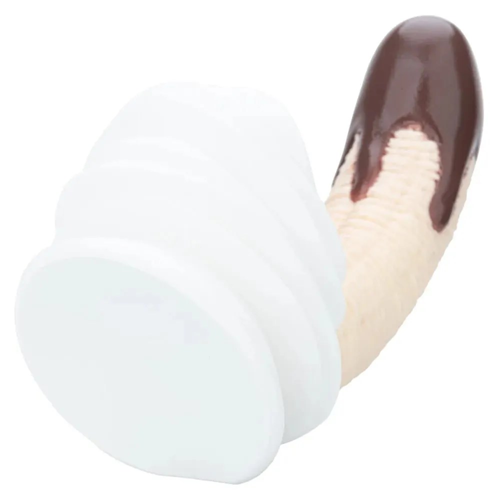 Banán Sundae szilikon vibrátor erős tapadókorongos krémmel és cseresznye dizájnnal, három méretű élelmiszer minőségű szilikon szexjáték unisex számára