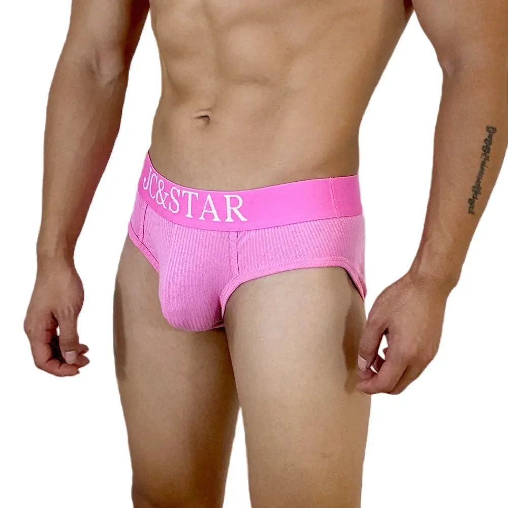 Athletic High Cut Design Mga Panloob na Panloob ng Sexy na Lalaki Mga Panloob na Panloob na Ribbed Cotton Sports Comfort Men Bikini Slip Panlalaking Tanga Briefs — image 4