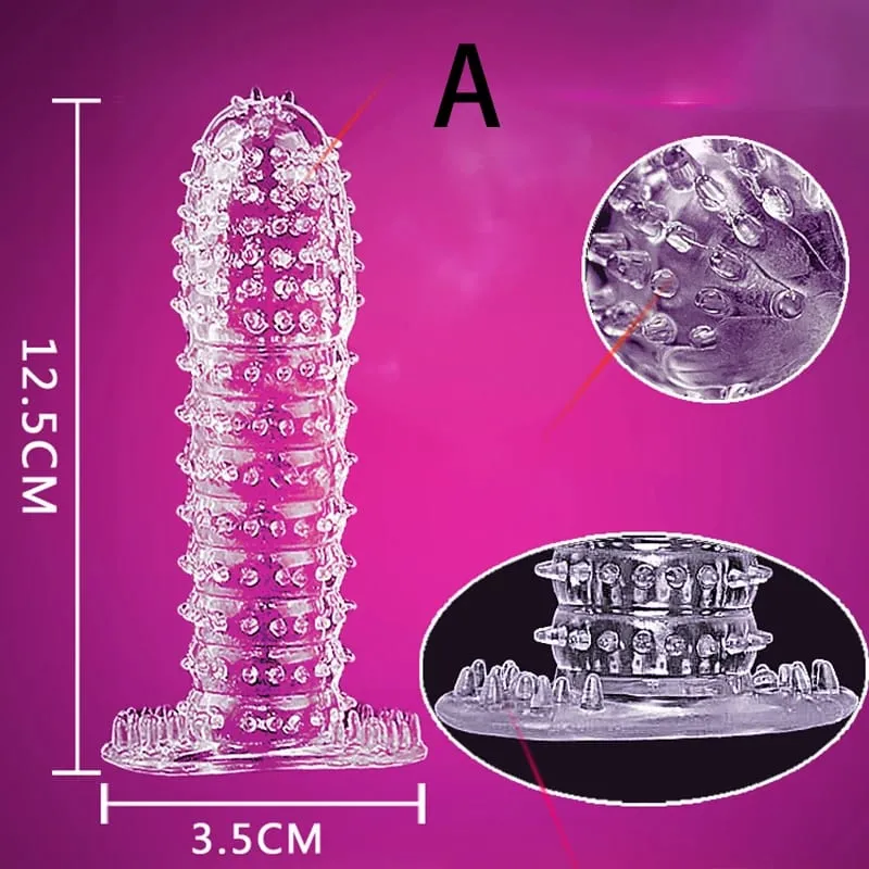 Reusable Condoms with stud Delay Ejaculation Sex Toys for Men G Spot Stimulation Penis Sleeve Contraception Cock Ring Extender — image 2