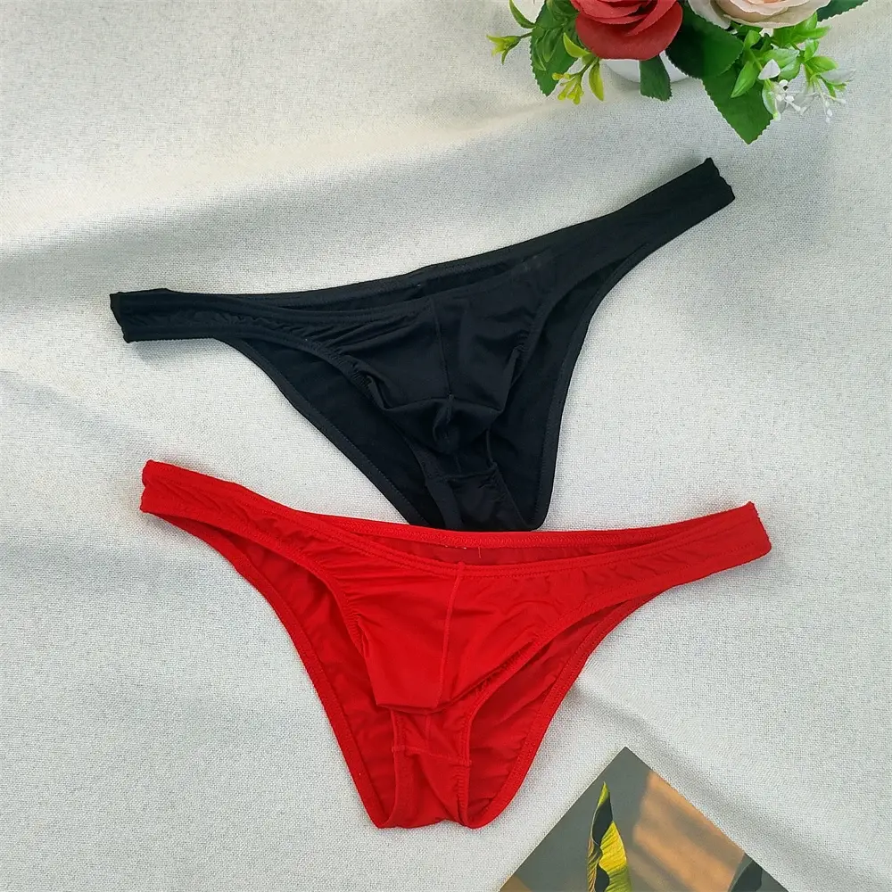 Herr Ultralåg midja Bugle Pouch Bikinitrosor Sexiga tighta Transparenta underkläder Man Is Silk Ultratunna kalsonger Plus Size — image 2