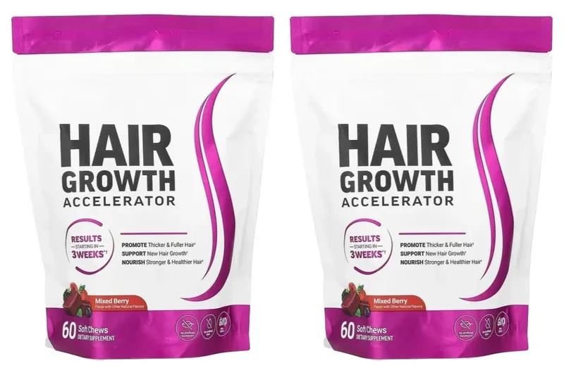 Hair Growth Soft Chews – Vitamin C & E Supplement for Thicker Fuller & Healthier-Looking Hair – Berry Flavor – 60 Soft Chews — image 8