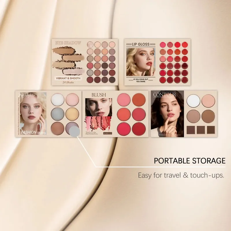 Όλα σε ένα σετ μακιγιάζ Natural Pigment Ρουζ σκιάς ματιών με Highlight Lip Gloss Full Face Cosmetic Kit Daily Party Beginner — image 5