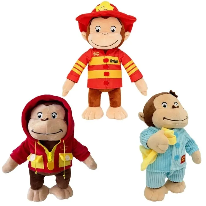 Νέο Anime Fire Dept Fireighter Curious George Plush Cute Baby Curious George Monkey Λούτρινα μαλακά ζώα Παιχνίδι κούκλας μαξιλαριού βελούδου — image 11