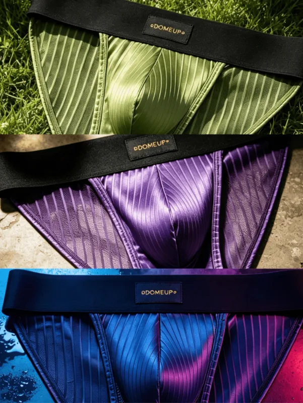 3PCS Men's 3D Pouch Briefs Vertical Stripe Satin Mesh Combo High Elastic Waist Simple Fashion Home Daily Underwear — image 17