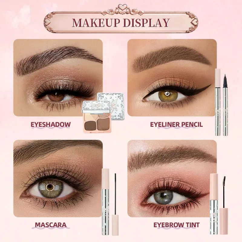 Πολυτελές σετ μακιγιάζ Pink Butterfly Cosmetic Kit Eyeshadow Palette Lip Tint Blush Mascara Eyeliner Highlighter Beauty Makeup Δώρο — image 4