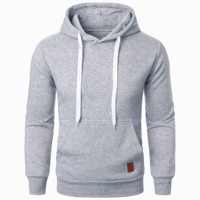 Mga Mens Casual Hooded Collar Drawstring Hoodies Sweatshirts Long Sleeve Shirts Outdoor Streetwear Solid Color Lightweight Pullover — image 3
