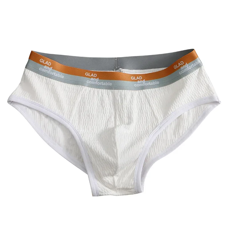 Verão novas cuecas de algodão de cor sólida masculina, roupa interior fina respirável minimalista, troncos na moda cuecas de biquíni masculino