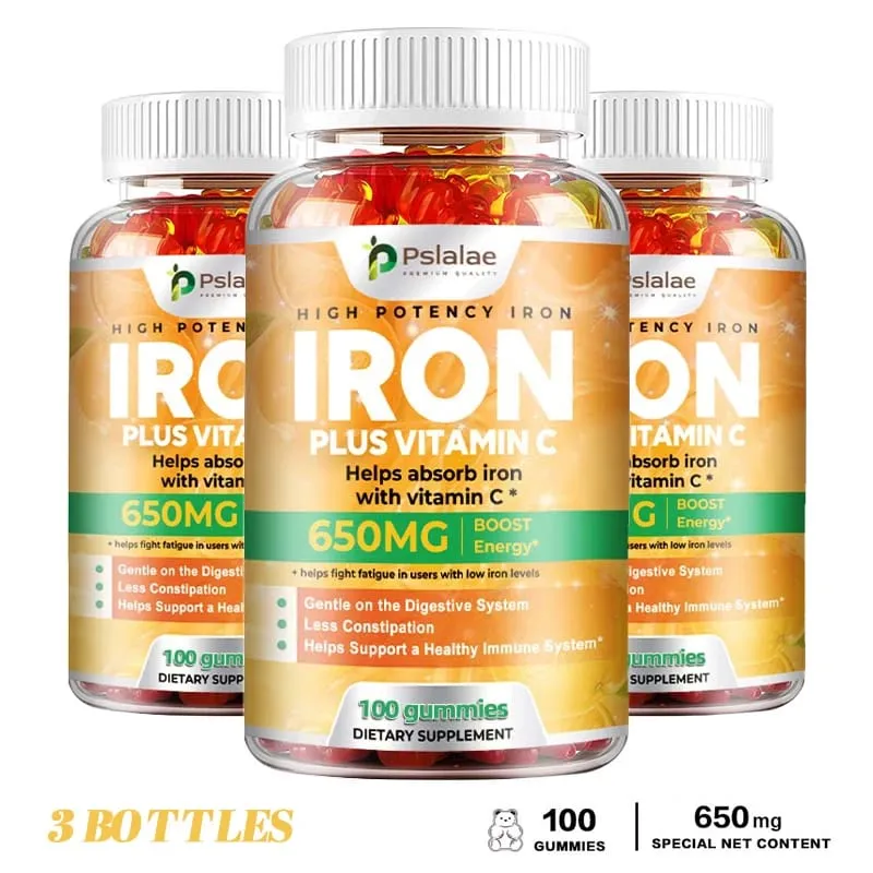 Iron Gummies 650 Mg - Promotes Red Blood Cell Production Relieves Fatigue Gently Absorbs Iron and Improves Energy
