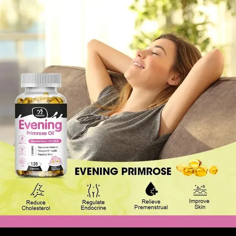 Evening Primrose Oil 1300mg with Rich GLA & Essential Nutrients Balance Hormones Support Women's Comfort & Enhance Skin Health — image 4