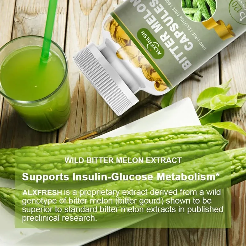 Alxfresh Extra Strength keserű dinnye 2500 mg 16:1 kiegészítő szabványos és koncentrált 100%-ban vegetáriánus gluténmentes, nem GMO — image 6