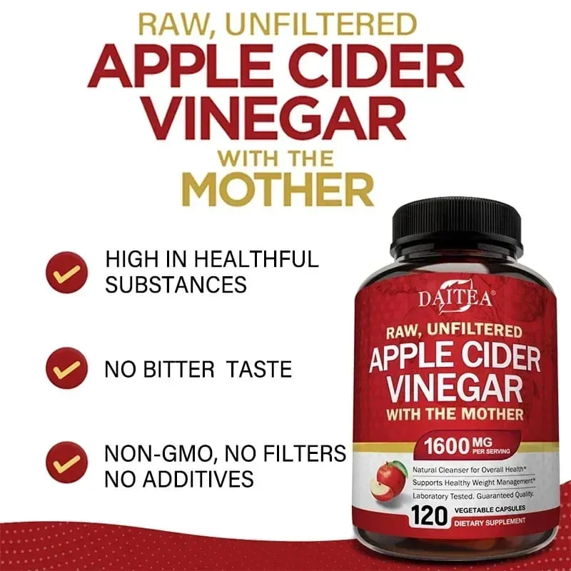 Apple Cider Vinegar 1600 mg with The Mother for Healthy Digestion Weight Loss and Energy