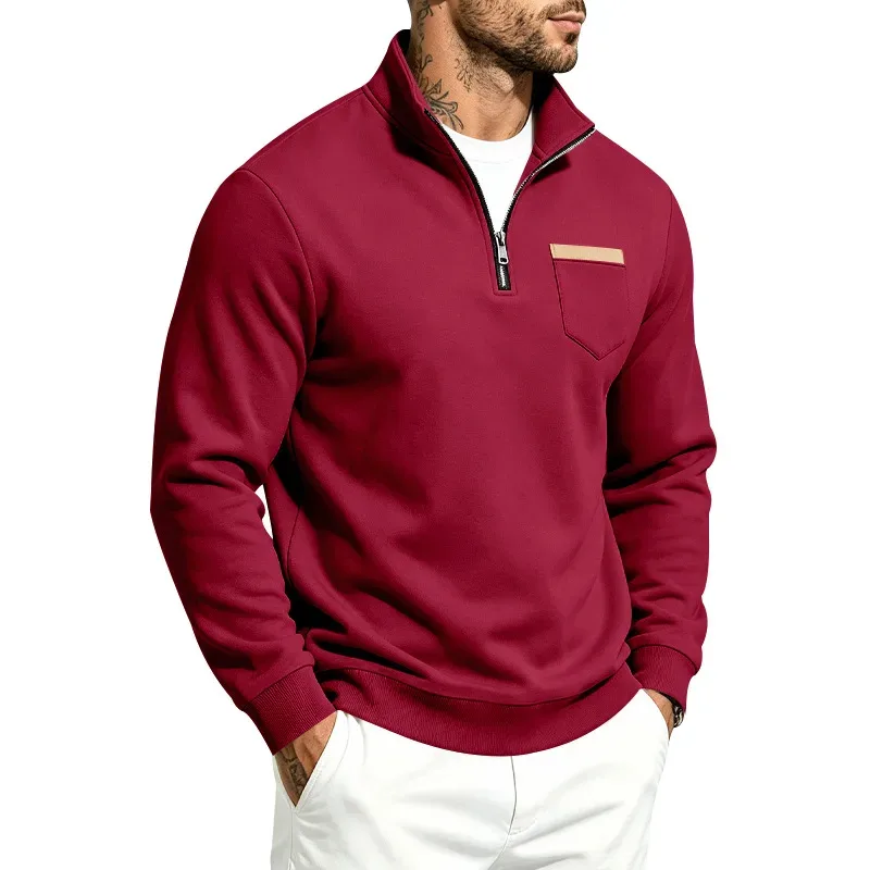 Homens 2026 outono inverno item quente velo forrado gola solta vintage moletom casual commuter moda masculina outerwear diário — image 4