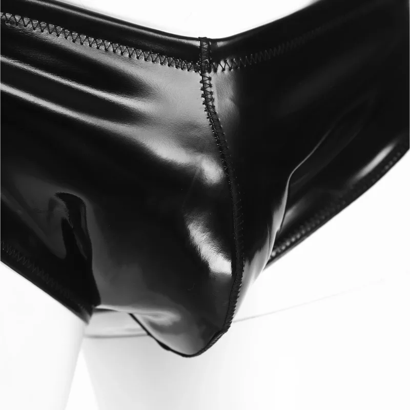 Mens Glossy Latex Briefs Patent Leather Panties Wet Look Bulge Pouch Boxer Briefs Shiny Swimwear Underpants Underwear Lingerie — image 6