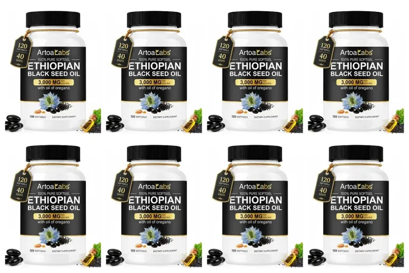 Ethiopian Black Seed Oil Softgels 3000mg with 100mg Oregano Extract for Immune Digestive and Daily Vitality Support 120 Count