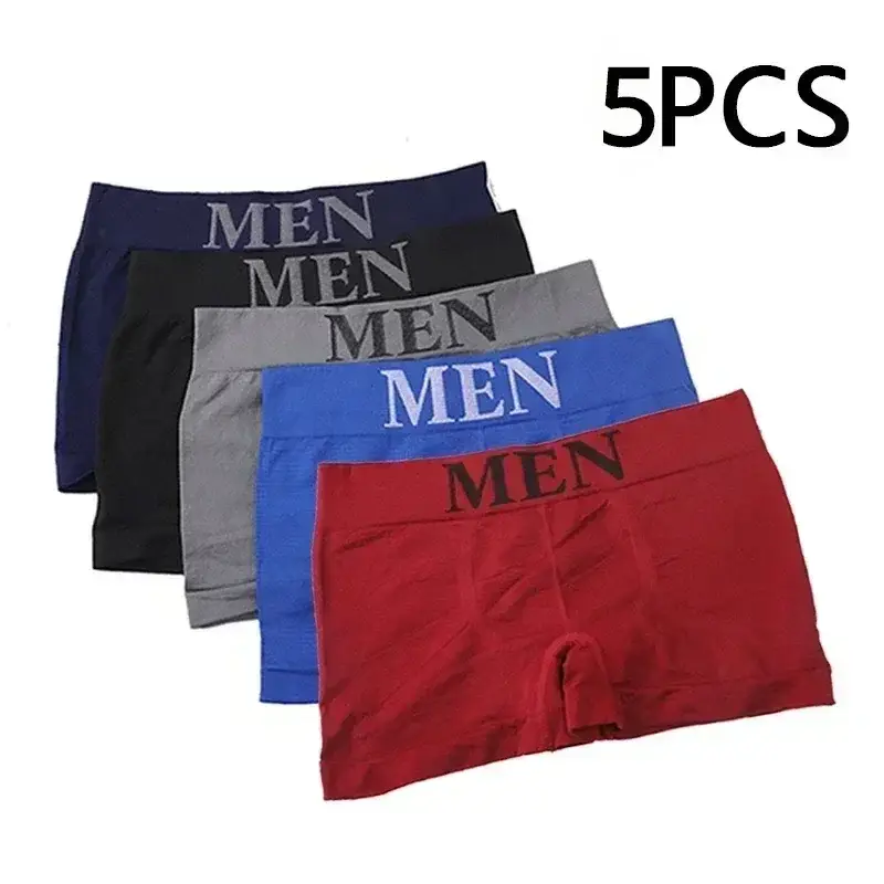 5 Pcs Panlalaking Boxer Briefs High Elastic Breathable Underwear Soft Cotton Stretch Shorts Kumportable Plain Color Panties 3256812862724852 — image 4