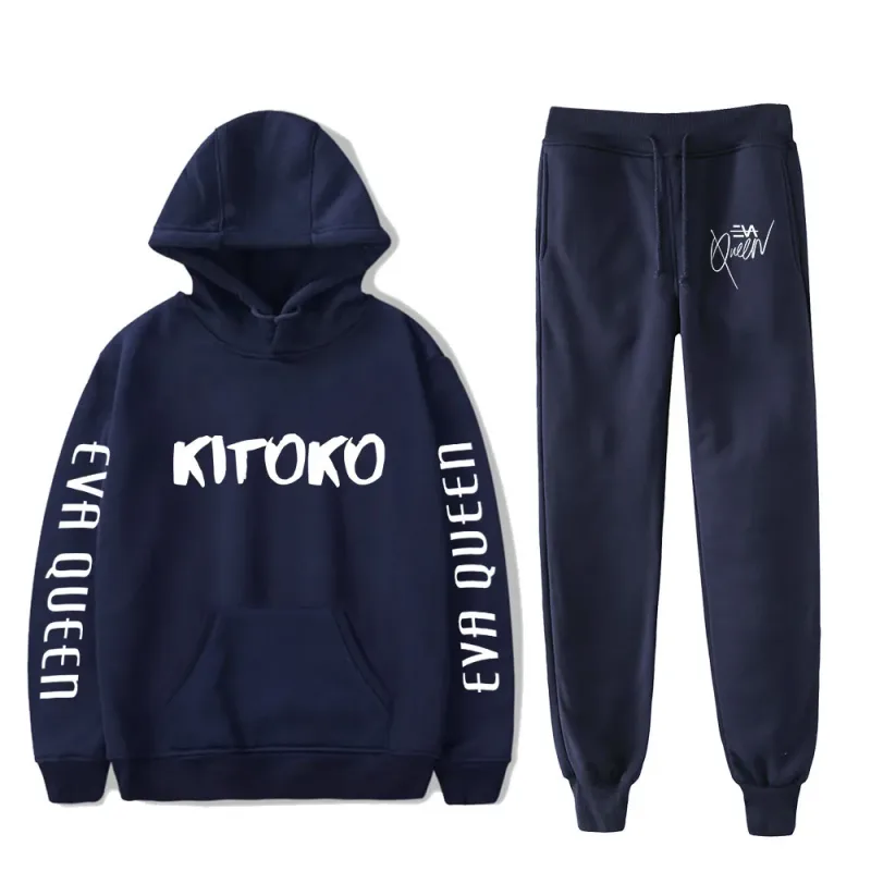 Hip hop confortável eva rainha impressão moletom moletom terno hoodies + calças terno meninos/meninas 2 peça conjunto roupas — image 6