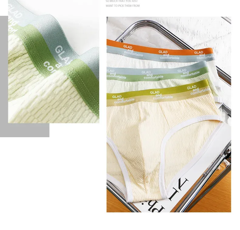 Verão novas cuecas de algodão de cor sólida masculina, roupa interior fina respirável minimalista, troncos na moda cuecas de biquíni masculino