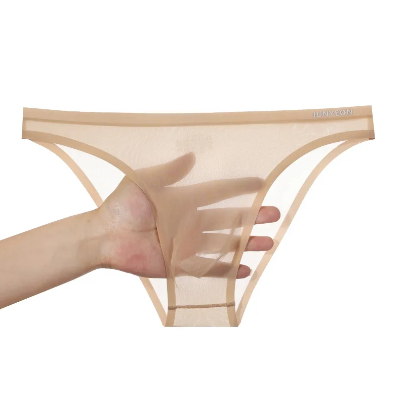 Sem costura de secagem rápida cuecas masculinas cor sólida seda gelo ultra-fino cuecas sexy respirável 3d bolsa calcinha — image 31