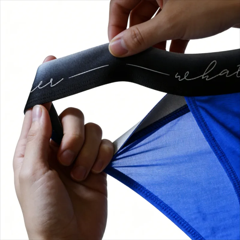 Men's Ice Silk Polyester Cheeky Briefs Ombre "Whatever" Slogan Waist Sporty Contour Fit Low-Rise Underpants Men Underwear Sexy — image 6