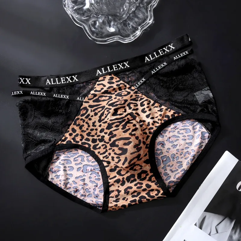 Mga Pambabaeng Panty para sa Mga Lalaki Sexy Lace Hollow Waist Briefs Breathable U Convex Pouch Underpant Soft Lace Ice Silk Splicing Underwear