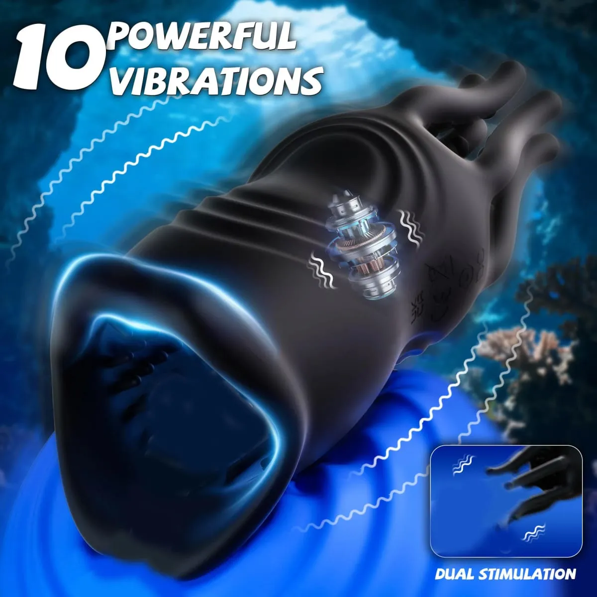 Penis Vibrator Male Masturbator Realistic Lips & Tentacle Stimulation Stroker 360° Blowjob Penis Trainer Sex Toy for Men