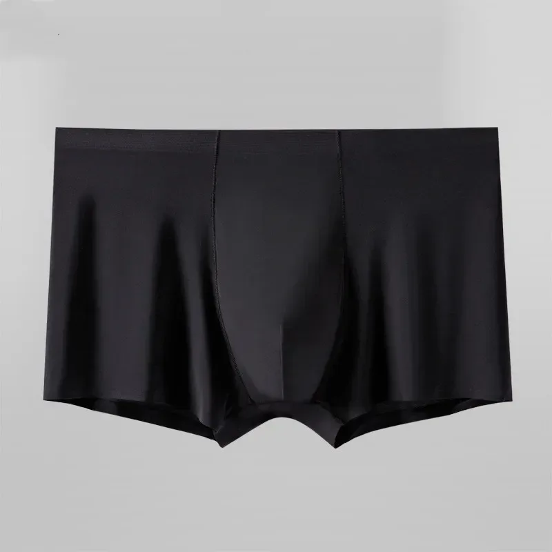 Sem costura boxers de seda gelo masculino cor sólida cuecas masculinas ultra-fino sexy roupa interior verão legal tronco shorts