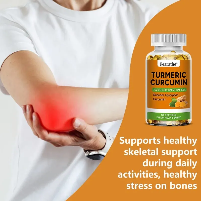 Organic Turmeric Curcumin Capsules Natural Antioxidant Herbal Supplement for Joint Bone Brain Cardiovascular & Body Wellness — image 4