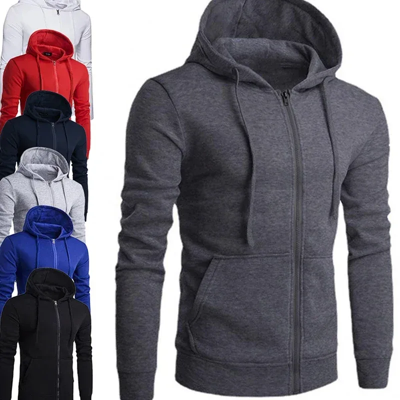 Mode fleece för män avslappnad luvtröja med dragkedja Lämplig för vår och höst — image 6