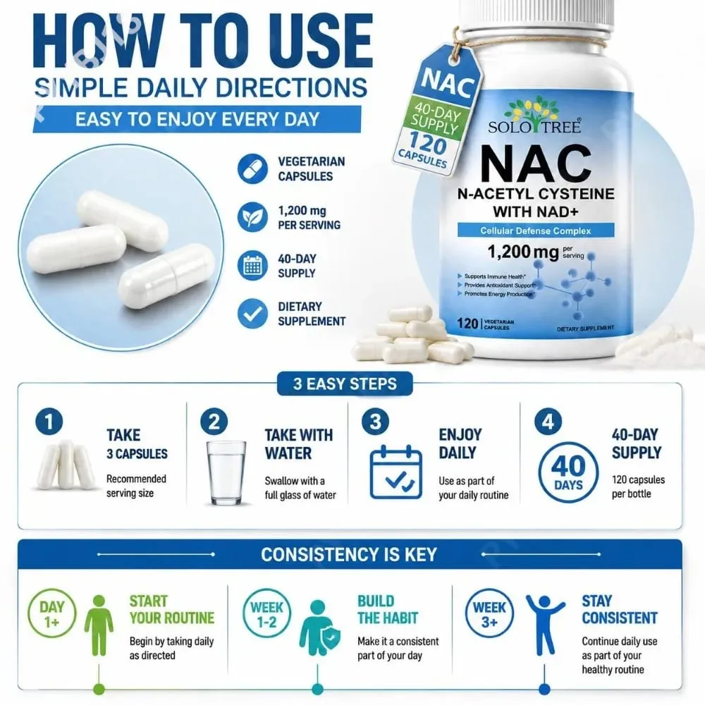 NAC 1150mg NAD+ 50mg Κάψουλες Σύμπλεγμα Κυτταρικής Άμυνας για Αντιοξειδωτική Υποστήριξη Ανοσοποιητικής Υγείας & Παραγωγή Ενέργειας Non-GMO 120 Ct — image 5
