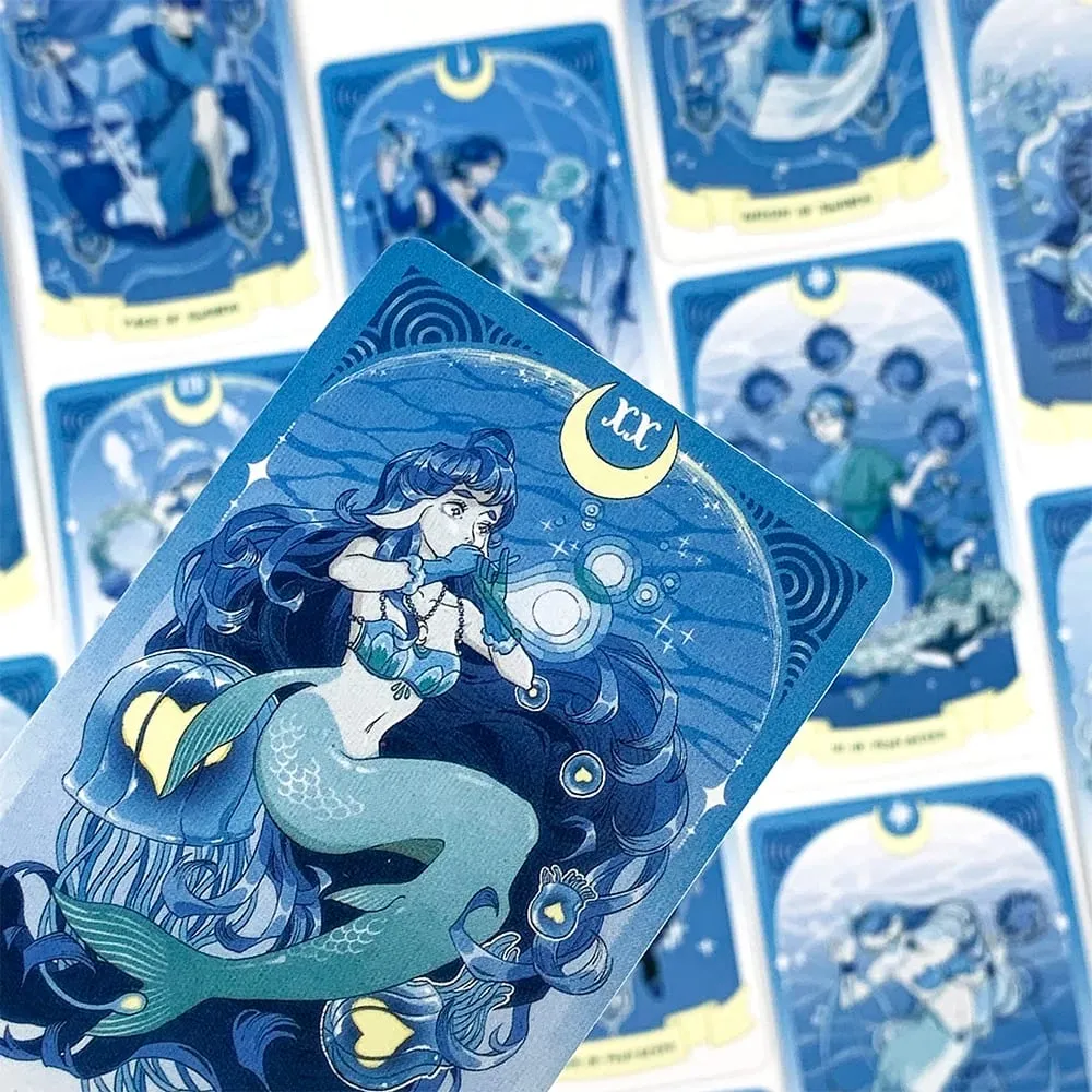 Sea in Moonlight Tarot kártyák 78 kártyás angol nyelvű jóslás társasjátékok, amelyek tökéletesek az érzelmi gyógyuláshoz és az intuitív olvasáshoz