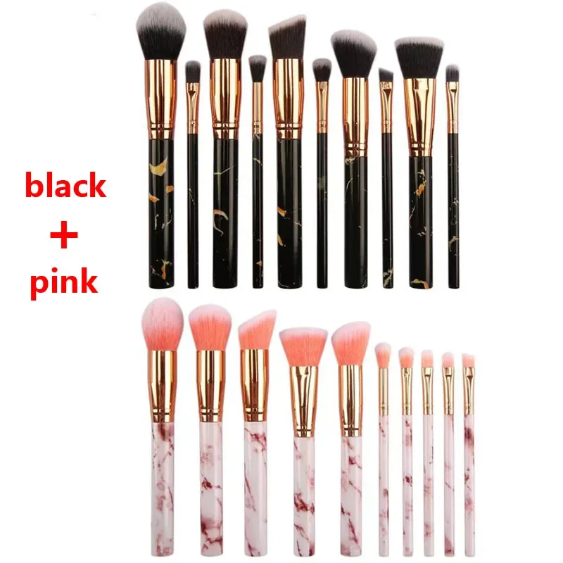 10 Pcs Marble Makeup Brushes Premium Synthetic Kabuki Foundation Blending Face Powder Blush Concealers Eye Shadows Brushes — image 11