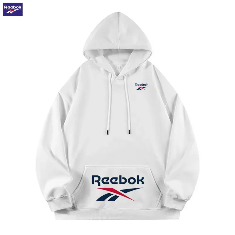 Reebok Logo Men's and Women's Casual Hooded Sweatshirt - Solid Hooded T-shirt - Street Style Casual Sweatshirt - Various Loose S — image 8
