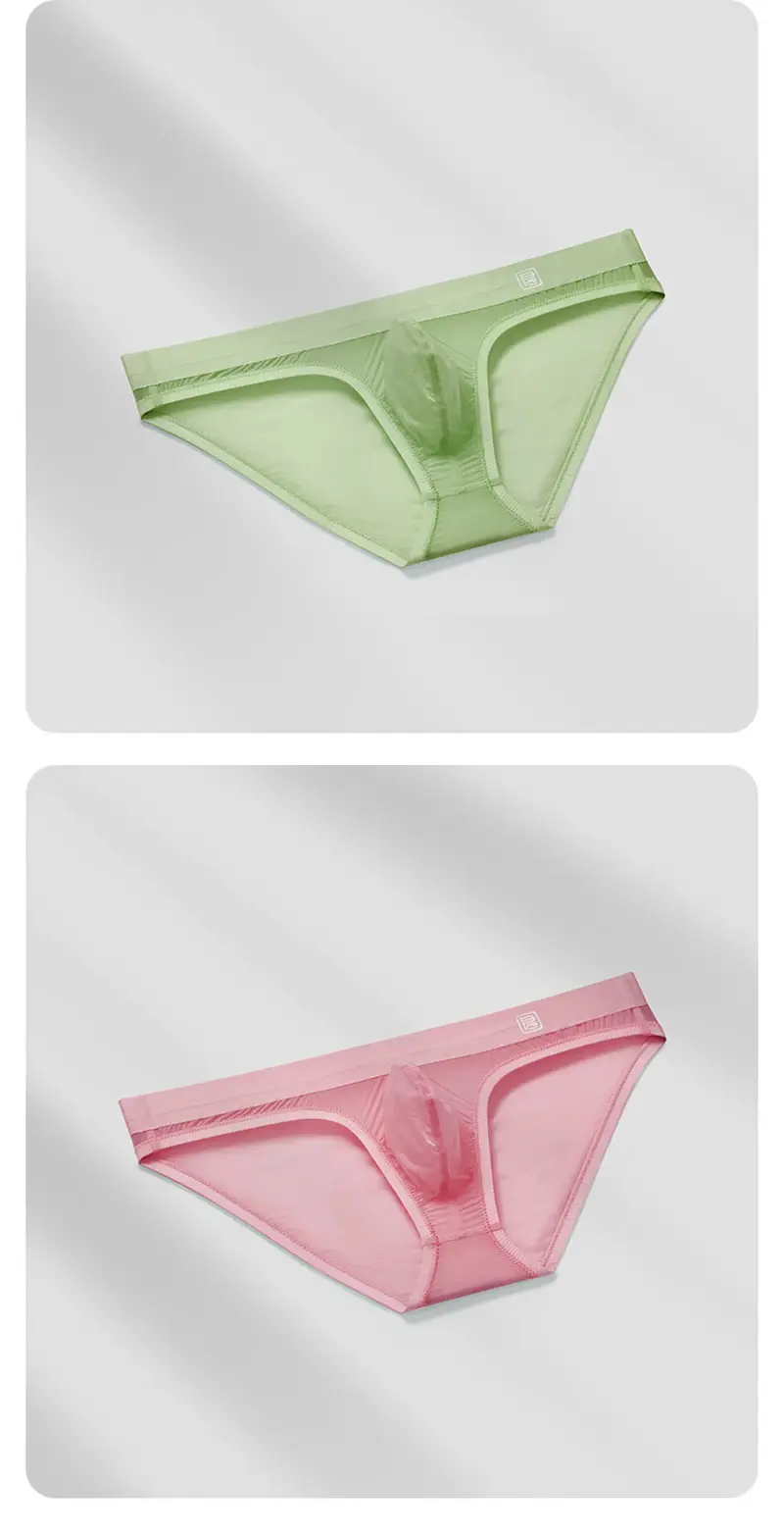 Ice Silk Ultra-thin Men Underwear Seamless Transparent Quick Drying Briefs Sexy U Bulge Pouch Triangle Underpants Erotic Panties — image 15