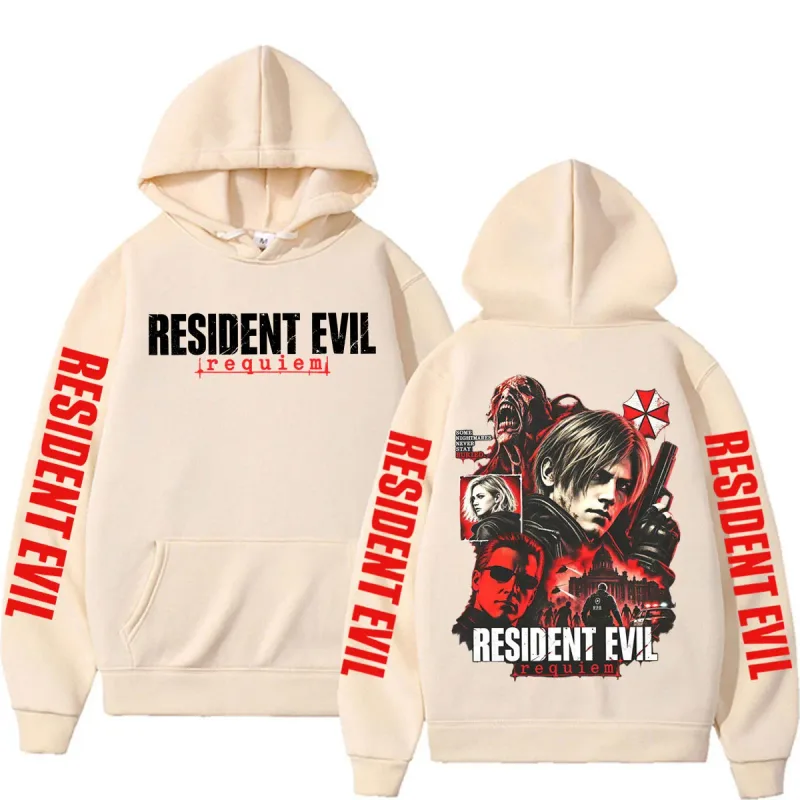 Leon Kennedy Resident Evil Requiem Merch Sweatshirt Mga Lalaki Babae Kaswal na Mataas na Kalidad ng Fleece Hoodie Harajuku Classic Gothic Hoodies — image 6