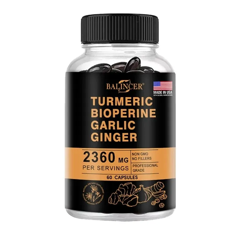 Kurkuma gyömbér-kiegészítő piperinnel 2360 Mg fokhagymával Comfort Emésztést és immunrendszert segítő tápanyag-kiegészítő kalcium-gluténmentes — image 10