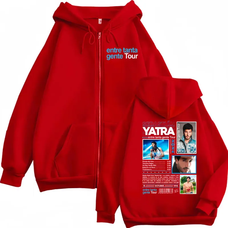 Sebastian Yatra Entre Tanta Gente Tour 2026 Zipper Moletons Roupas Masculinas Com Capuz Moda Hip Hop Zip Up Hoodies Casacos Jaqueta — image 5