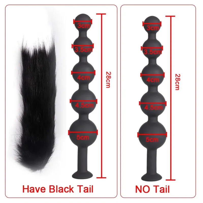 Butt Plug with Tail BDSM felnőtt szexjátékok pároknak, hatalmas anális gyöngyök, folyékony szilikon puha anális dugó Prosztata masszázs anális dildók — image 13