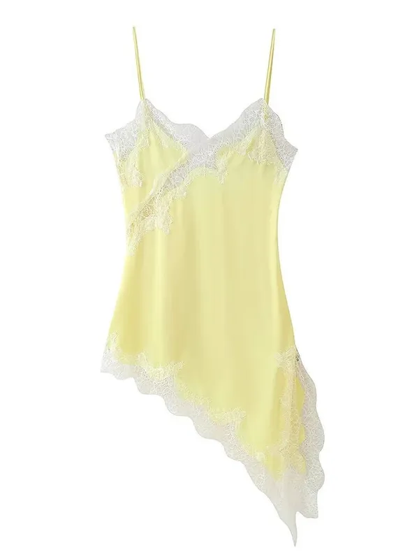 Barna szatén csipke összefűző sling ruha női elegáns, szabálytalan szegélyű V nyakú, hát nélküli ujjatlan ruha elegáns női party Club Vestidos — image 6