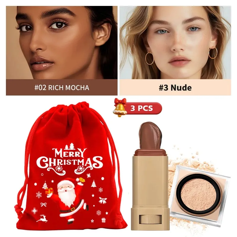 Foundation Stick & Loose Setting Powder Water-Resistant Longwear Full Coverage Oil-Control Beginner Makeup Set Christmas Gift — image 9