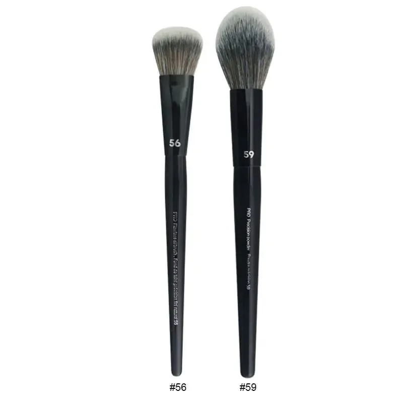 2 pièces/ensemble pinceaux de maquillage noirs Pro poudre de cheveux synthétiques ombre à paupières tache point culminant fond de teint aérographe diffuseur pinceau de maquillage — image 4