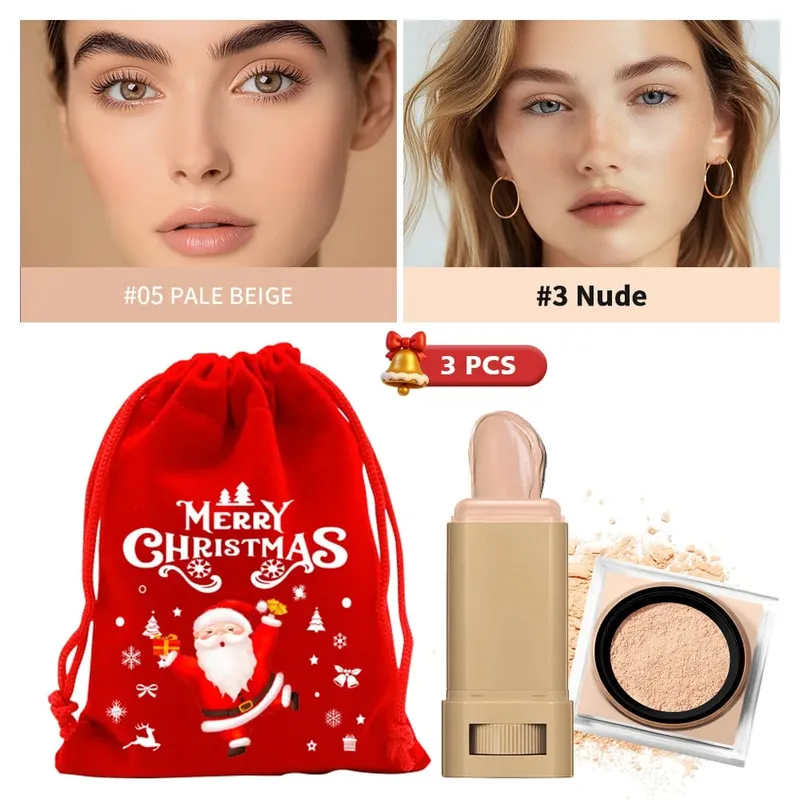 Foundation Stick & Loose Setting Powder Water-Resistant Longwear Full Coverage Oil-Control Beginner Makeup Set Christmas Gift — image 11