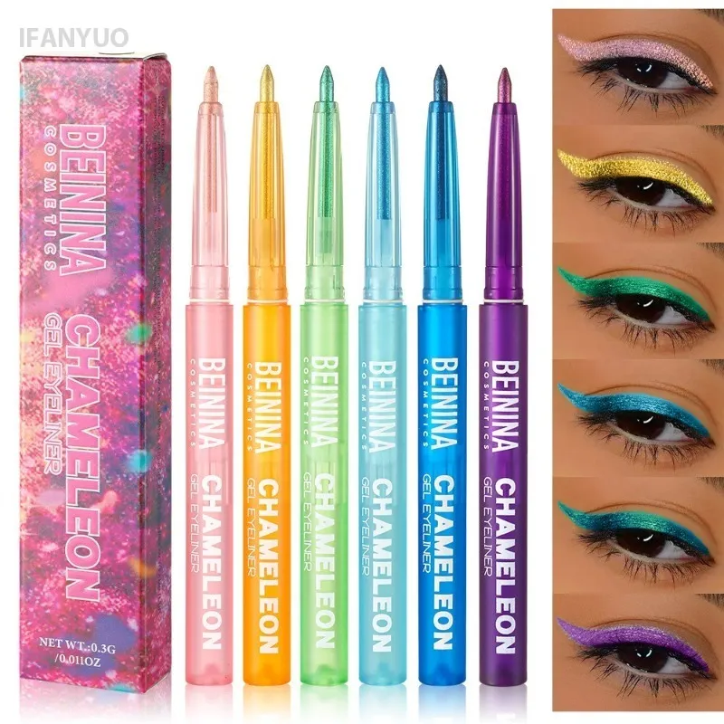 Γυαλιστερό Chameleon Metallic Yellow Eyeliner Gel Pen Shadow Πολύχρωμο Eye Liner Pearlescent Polarized Glitter Eye Pigment Μακιγιάζ